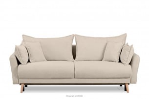 BELMOS, https://konsimo.pl/kolekcja/belmos/ Kremowa sofa z funkcją spania w tkaninie baranek kremowy - zdjęcie