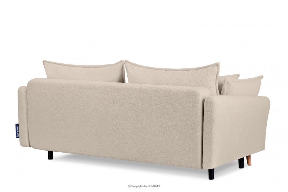 BELMOS Kremowa sofa z funkcją spania w tkaninie baranek 228x102x95cm - zdjęcie 5
