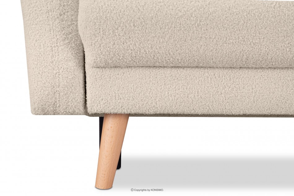 BELMOS Kremowa sofa z funkcją spania w tkaninie baranek 228x102x95cm - zdjęcie 6