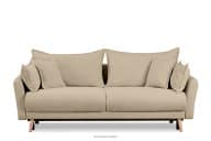 Jasnobeżowa sofa z funkcją spania w tkaninie baranek