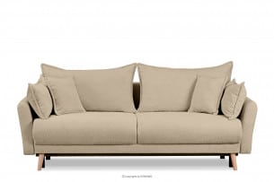 BELMOS, https://konsimo.pl/kolekcja/belmos/ Jasnobeżowa sofa z funkcją spania w tkaninie baranek jasny beżowy - zdjęcie