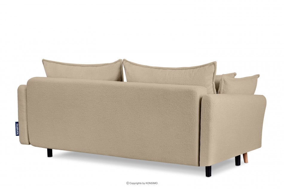 BELMOS Jasnobeżowa sofa z funkcją spania w tkaninie baranek 228x102x95cm - zdjęcie 5