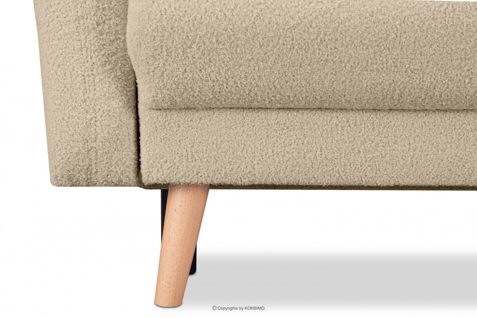 BELMOS Jasnobeżowa sofa z funkcją spania w tkaninie baranek 228x102x95cm - zdjęcie 6