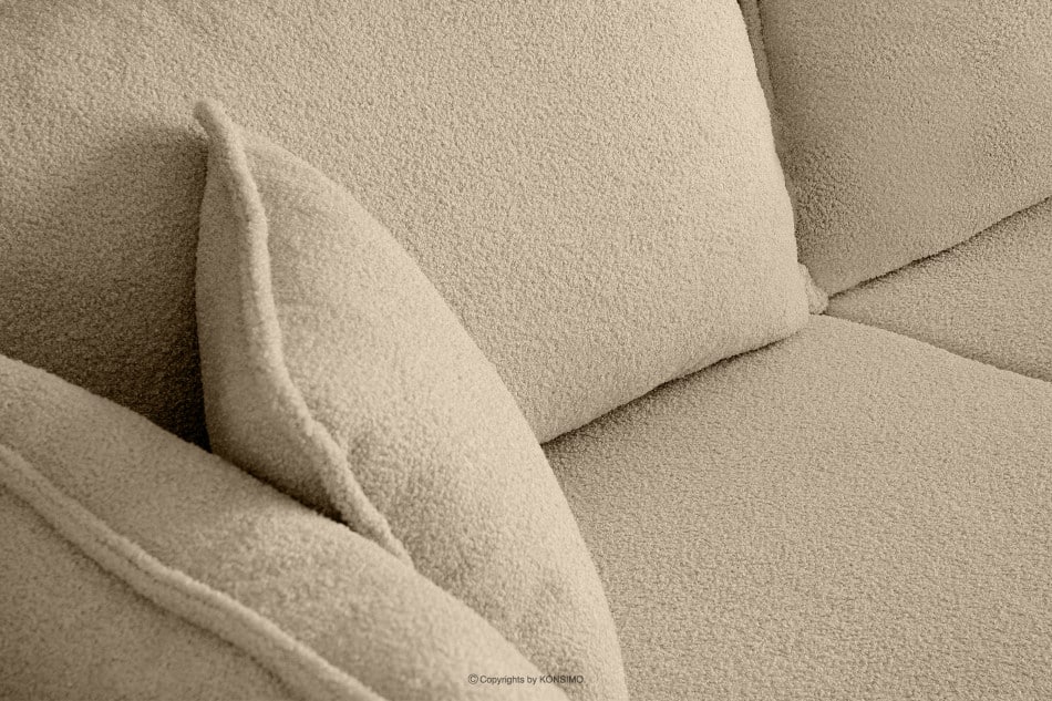 BELMOS Jasnobeżowa sofa z funkcją spania w tkaninie baranek 228x102x95cm - zdjęcie 8