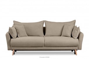 BELMOS, https://konsimo.pl/kolekcja/belmos/ Brązowa sofa z funkcją spania w tkaninie baranek brązowy - zdjęcie
