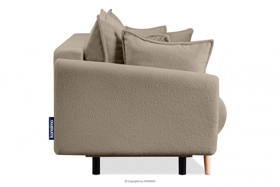 BELMOS Brązowa sofa z funkcją spania w tkaninie baranek 228x102x95cm - zdjęcie 3