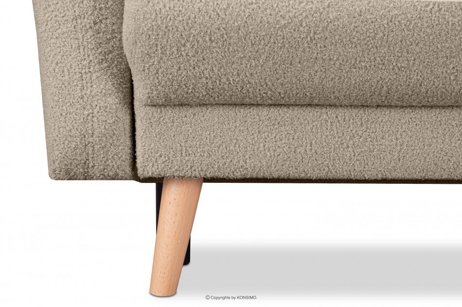 BELMOS Brązowa sofa z funkcją spania w tkaninie baranek 228x102x95cm - zdjęcie 6