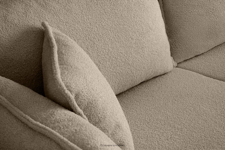 BELMOS Brązowa sofa z funkcją spania w tkaninie baranek 228x102x95cm - zdjęcie 8