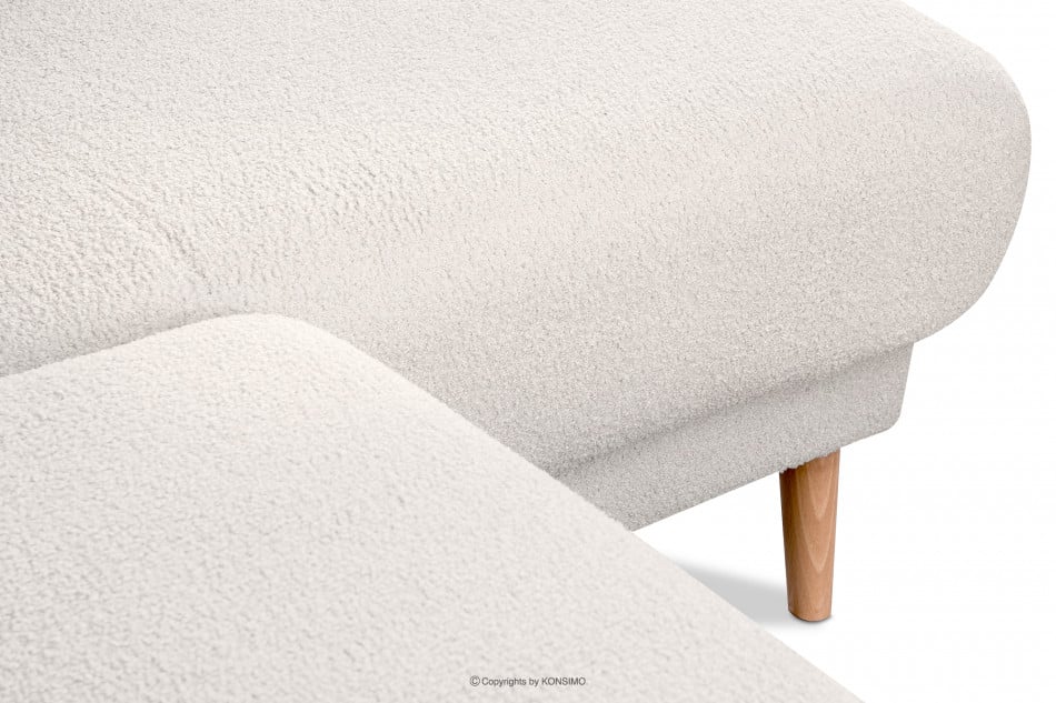 BELMOS Narożnik biały rozkładany w tkaninie boucle prawy 234x164x100cm - zdjęcie 6
