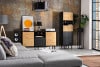 LOFTY Komoda z szufladami i szafkami w stylu loft czarny/dąb naturalny - zdjęcie 30