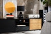 LOFTY Szafka RTV w stylu loft z półkami czarna czarny/dąb naturalny - zdjęcie 29