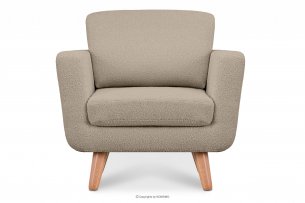 TAGIO, https://konsimo.pl/kolekcja/tagio/ Brązowy fotel skandynawski w tkaninie baranek brązowy - zdjęcie