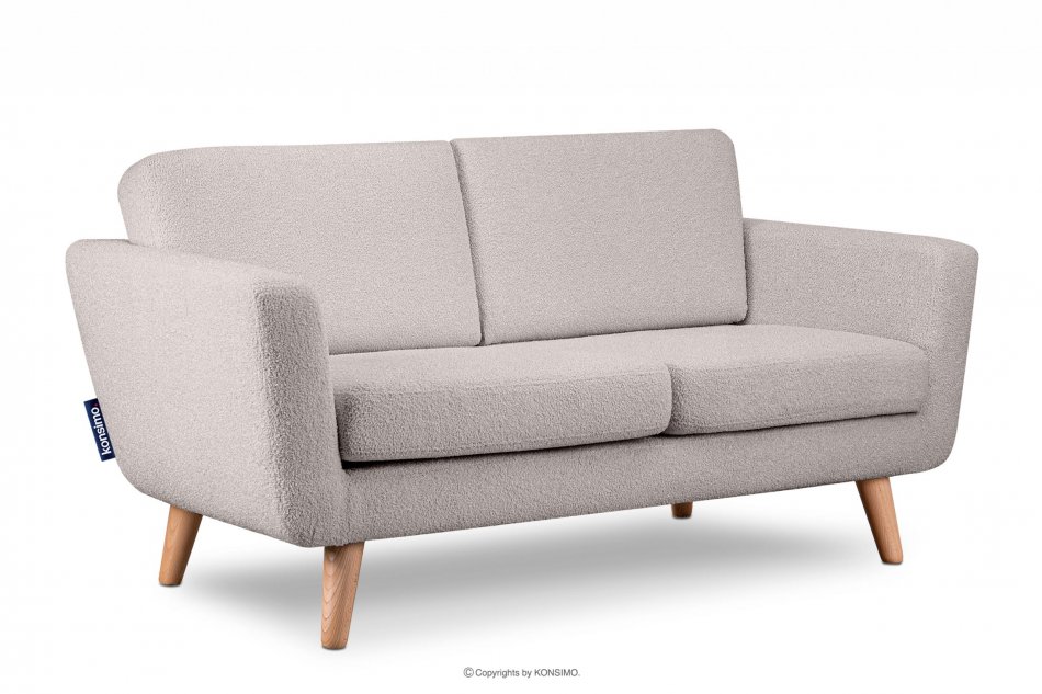 TAGIO Skandynawska sofa 2 osobowa w tkaninie baranek jasnoszara jasny szary - zdjęcie 2