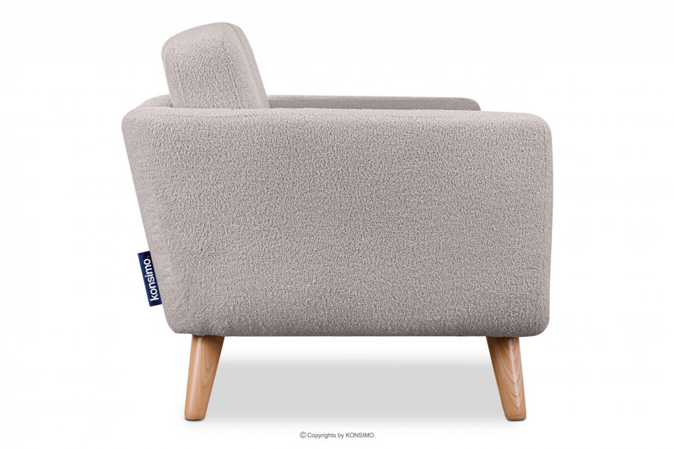TAGIO Skandynawska sofa 2 osobowa w tkaninie baranek jasnoszara jasny szary - zdjęcie 4