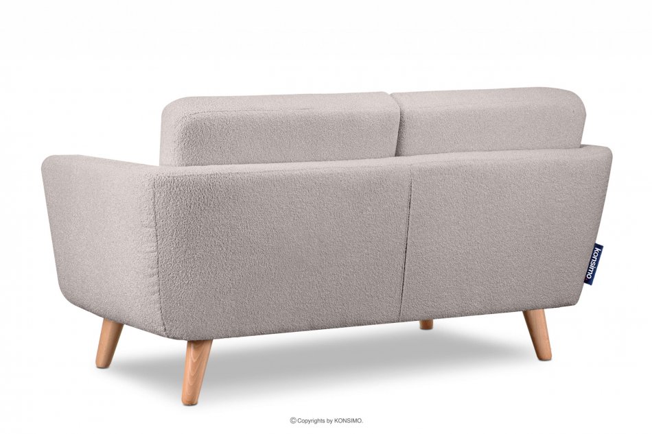 TAGIO Skandynawska sofa 2 osobowa w tkaninie baranek jasnoszara jasny szary - zdjęcie 3