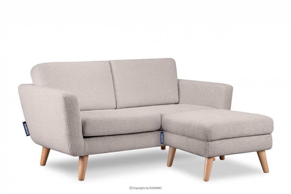 TAGIO Skandynawska sofa 2 osobowa w tkaninie baranek jasnoszara jasny szary - zdjęcie 5