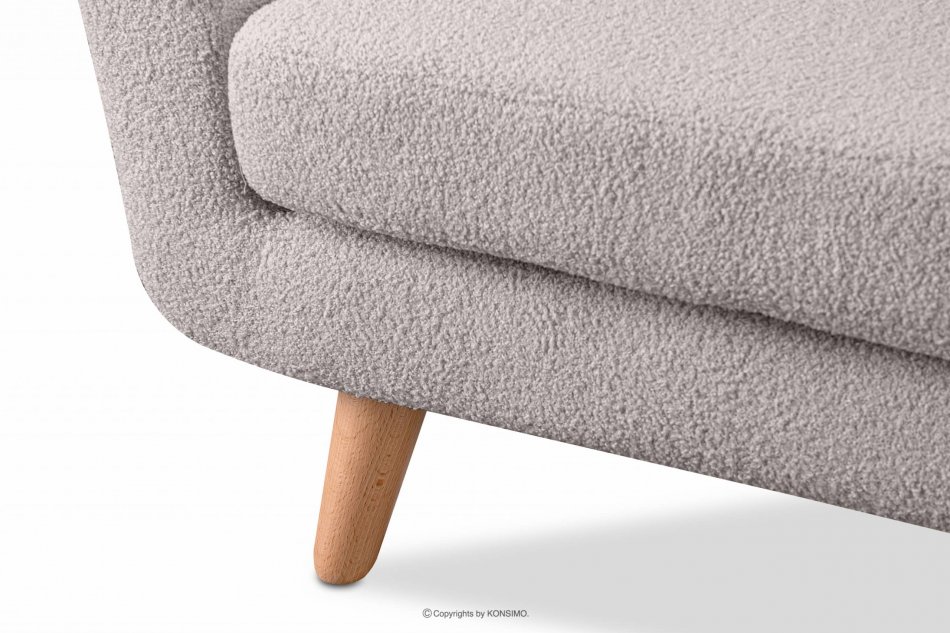 TAGIO Skandynawska sofa 2 osobowa w tkaninie baranek jasnoszara jasny szary - zdjęcie 6