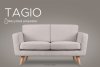 TAGIO Skandynawska sofa 2 osobowa w tkaninie baranek jasnoszara jasny szary - zdjęcie 13