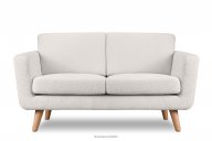 Skandynawska sofa 2 osobowa w tkaninie baranek biała