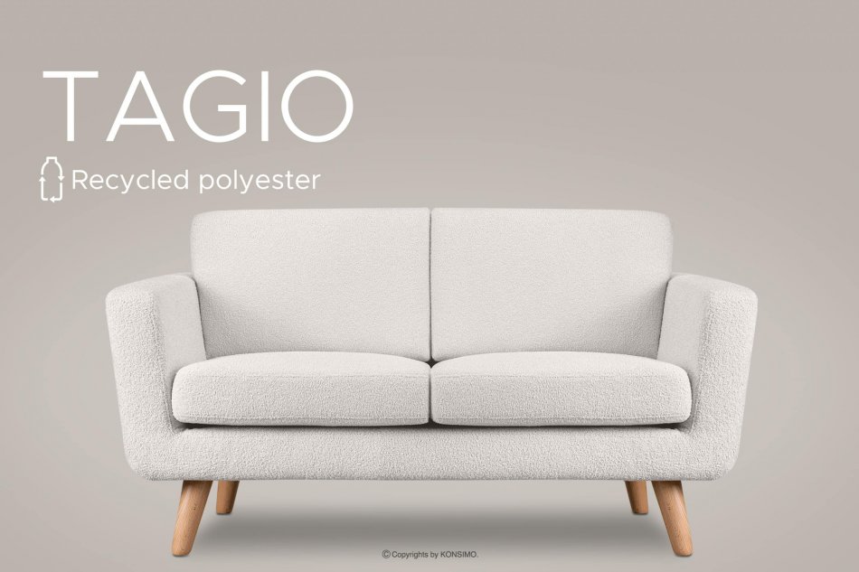 TAGIO Skandynawska sofa 2 osobowa w tkaninie baranek biała biały - zdjęcie 12