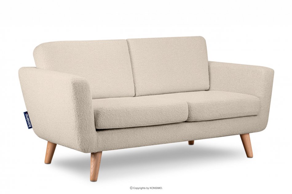 TAGIO Skandynawska sofa 2 osobowa w tkaninie baranek kremowa kremowy - zdjęcie 2
