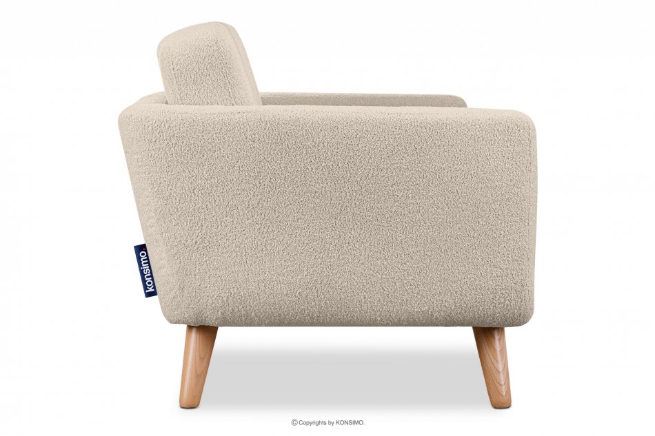TAGIO Skandynawska sofa 2 osobowa w tkaninie baranek kremowa kremowy - zdjęcie 4