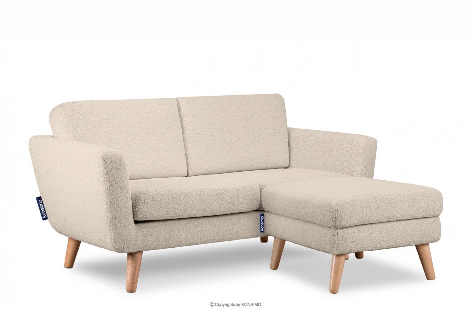 TAGIO Skandynawska sofa 2 osobowa w tkaninie baranek kremowa kremowy - zdjęcie 5