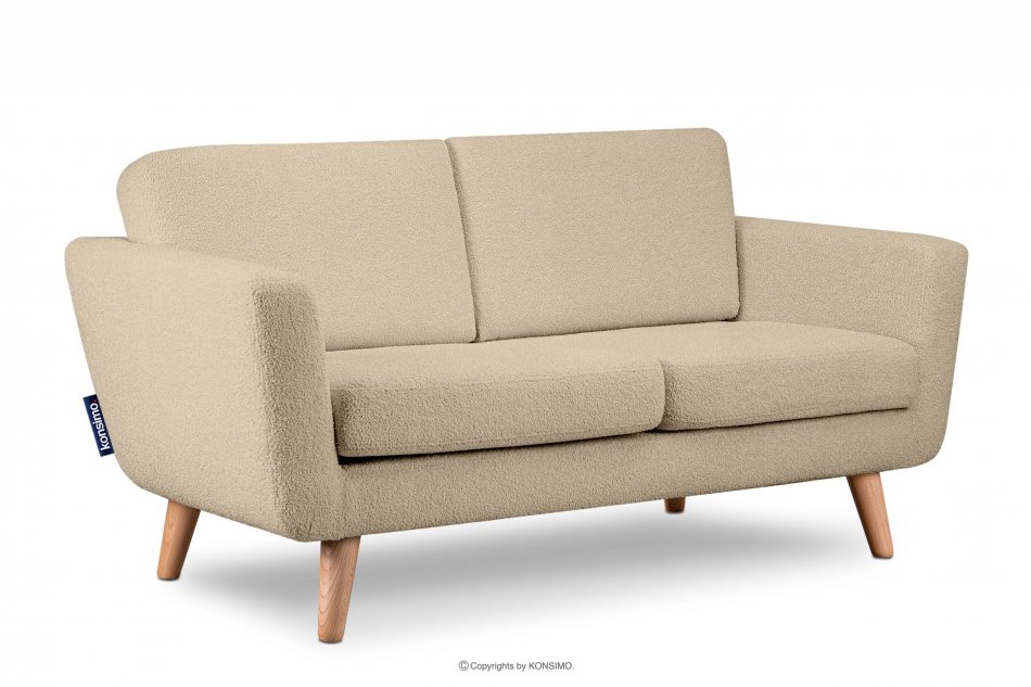 TAGIO Skandynawska sofa 2 osobowa w tkaninie baranek beżowa beżowy - zdjęcie 2