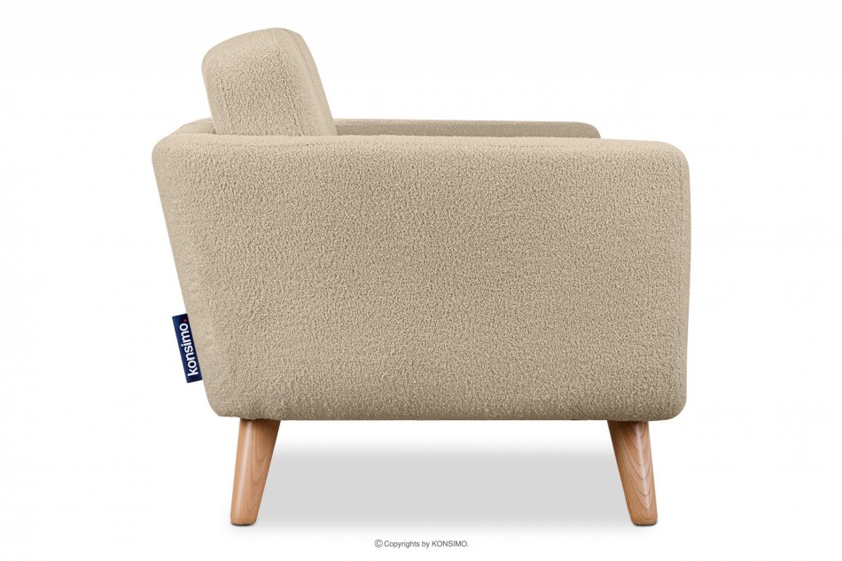 TAGIO Skandynawska sofa 2 osobowa w tkaninie baranek beżowa beżowy - zdjęcie 4
