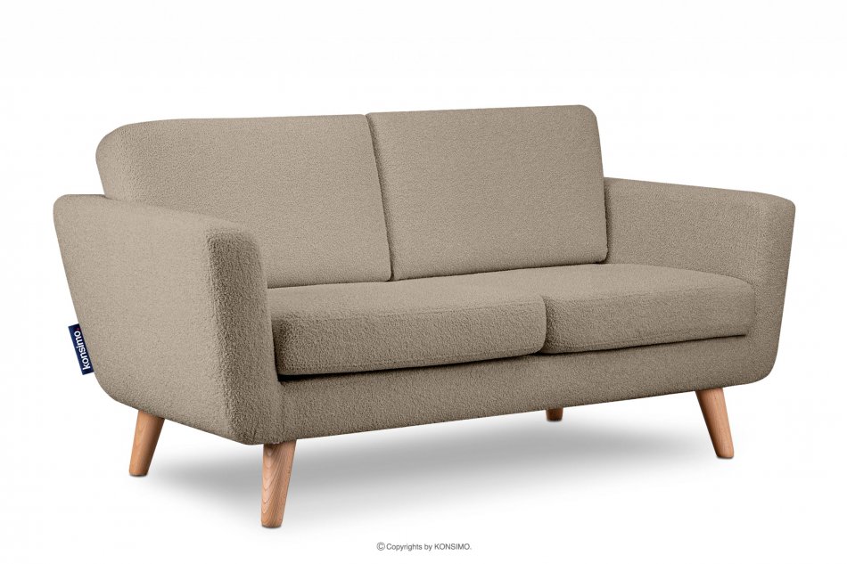 TAGIO Skandynawska sofa 2 osobowa w tkaninie baranek brązowa brązowy - zdjęcie 2
