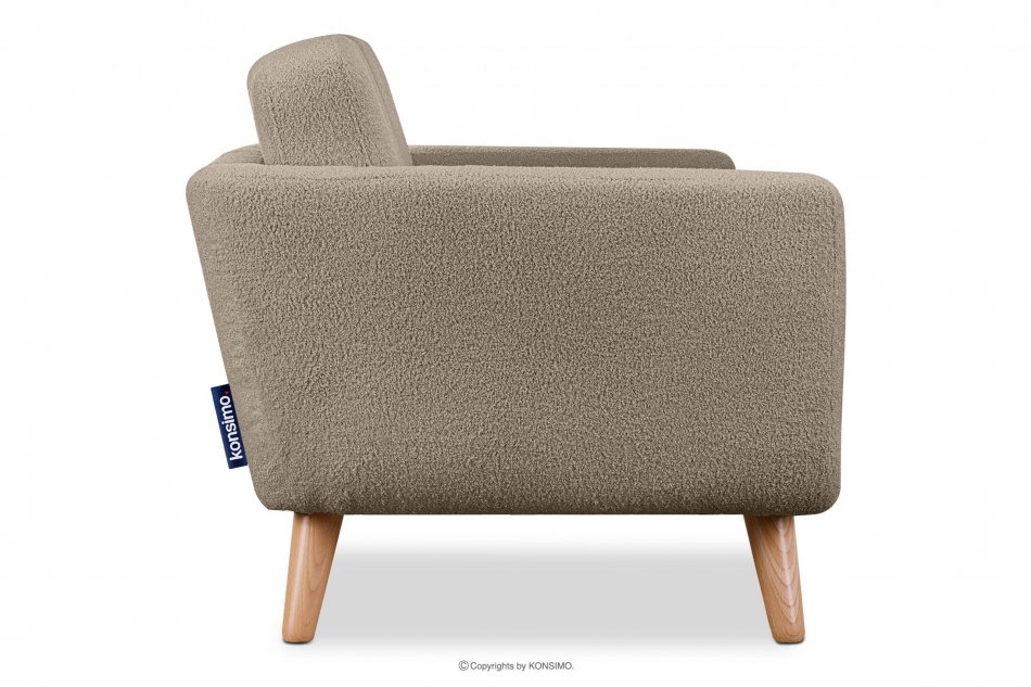 TAGIO Skandynawska sofa 2 osobowa w tkaninie baranek brązowa brązowy - zdjęcie 4