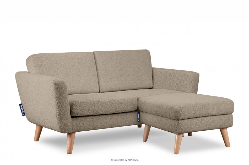 TAGIO Skandynawska sofa 2 osobowa w tkaninie baranek brązowa brązowy - zdjęcie 5