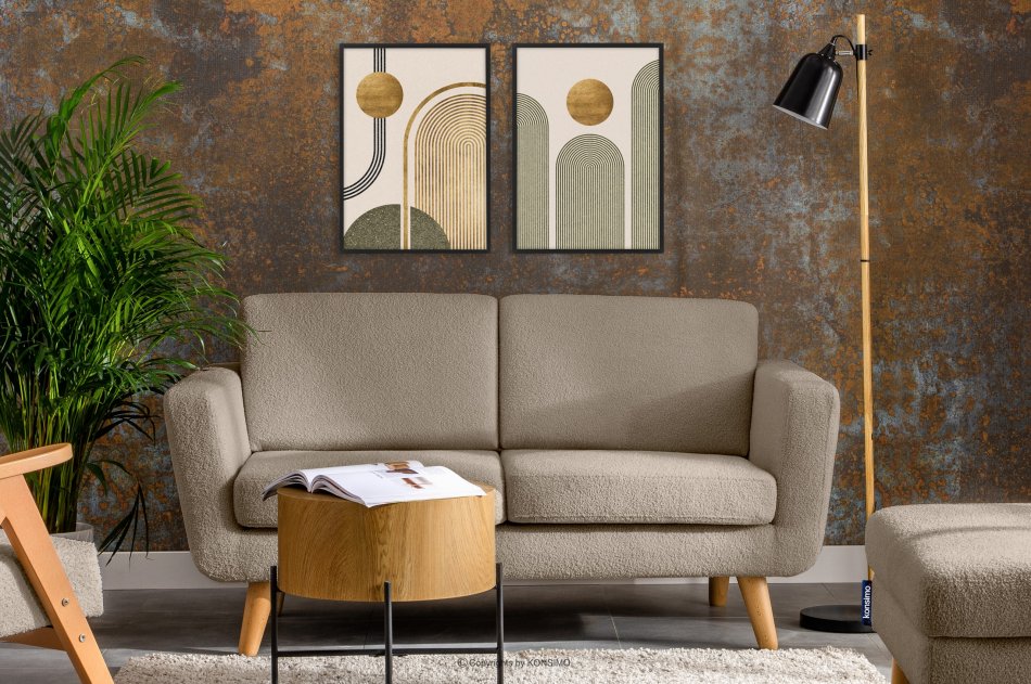 TAGIO Skandynawska sofa 2 osobowa w tkaninie baranek brązowa brązowy - zdjęcie 1