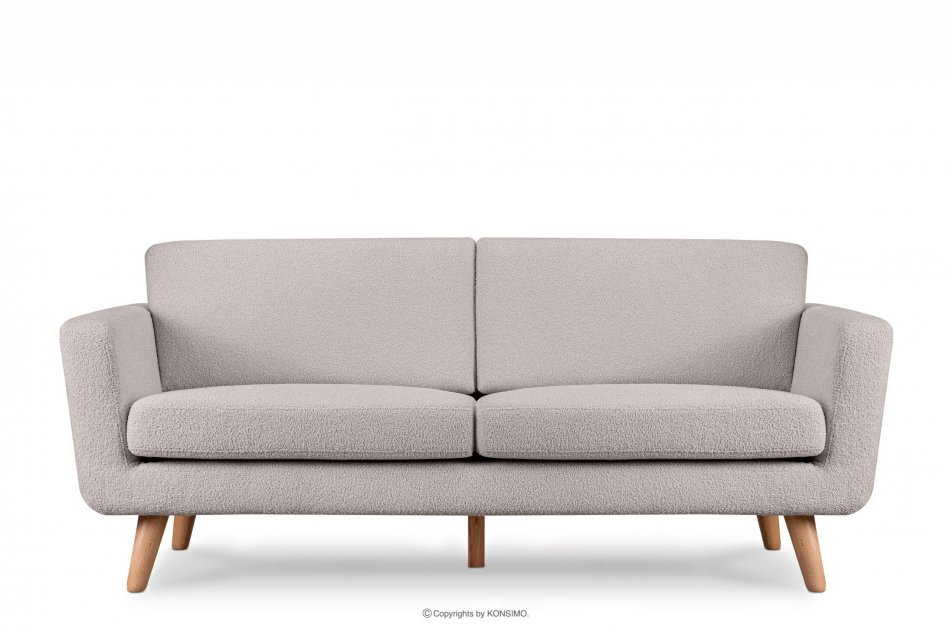 TAGIO Skandynawska sofa 3 osobowa w tkaninie baranek jasnoszara jasny szary - zdjęcie 0