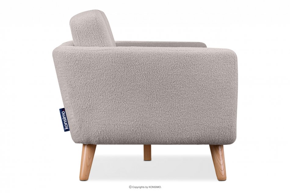 TAGIO Skandynawska sofa 3 osobowa w tkaninie baranek jasnoszara jasny szary - zdjęcie 4