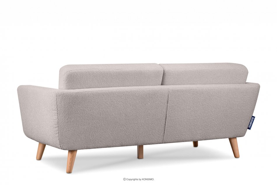TAGIO Skandynawska sofa 3 osobowa w tkaninie baranek jasnoszara jasny szary - zdjęcie 3