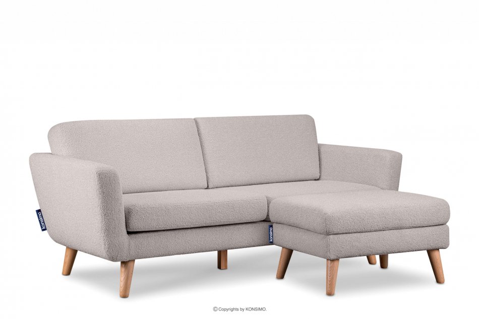 TAGIO Skandynawska sofa 3 osobowa w tkaninie baranek jasnoszara jasny szary - zdjęcie 5