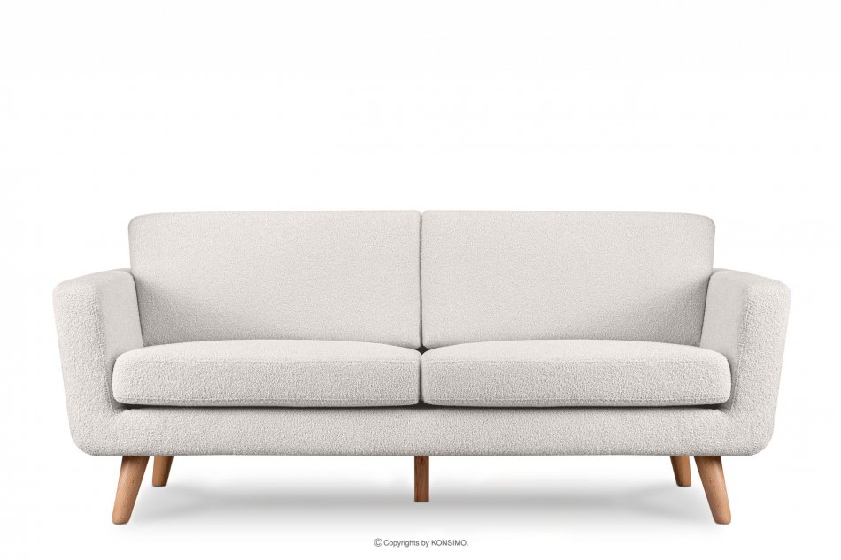 TAGIO Skandynawska sofa 3 osobowa w tkaninie baranek biała biały - zdjęcie 0