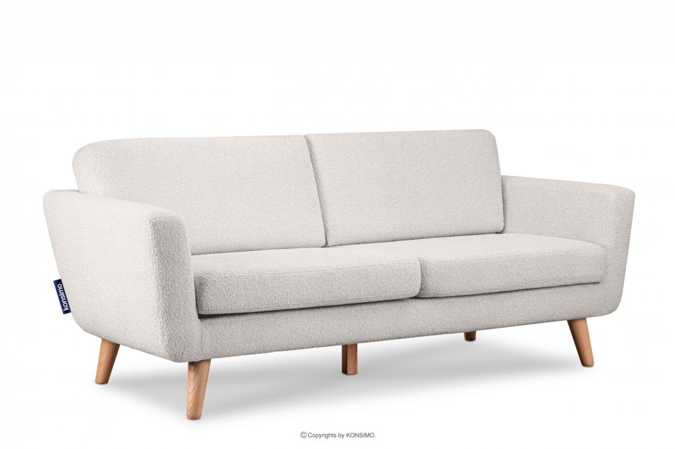 TAGIO Skandynawska sofa 3 osobowa w tkaninie baranek biała biały - zdjęcie 2