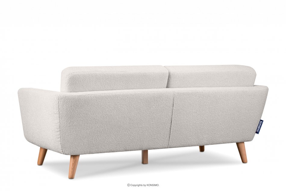 TAGIO Skandynawska sofa 3 osobowa w tkaninie baranek biała biały - zdjęcie 4