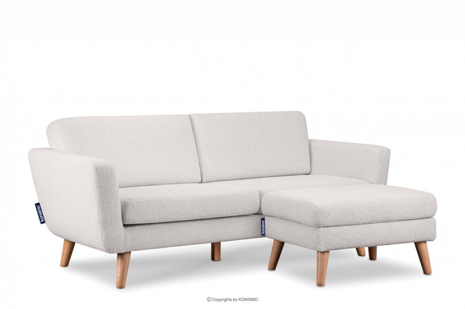 TAGIO Skandynawska sofa 3 osobowa w tkaninie baranek biała biały - zdjęcie 5