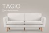 TAGIO Skandynawska sofa 3 osobowa w tkaninie baranek biała biały - zdjęcie 13