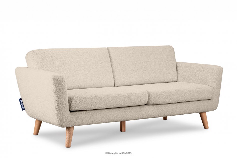 TAGIO Skandynawska sofa teddy 3 osobowa kremowa kremowy - zdjęcie 2