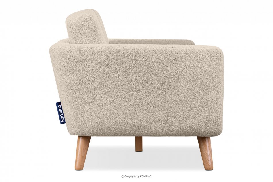 TAGIO Skandynawska sofa teddy 3 osobowa kremowa kremowy - zdjęcie 4