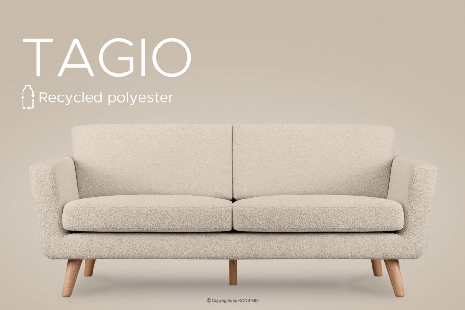 TAGIO Skandynawska sofa teddy 3 osobowa kremowa kremowy - zdjęcie 12