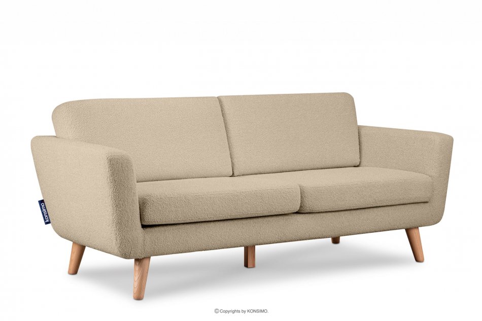 TAGIO Skandynawska sofa 3 osobowa w tkaninie baranek beżowa beżowy - zdjęcie 2