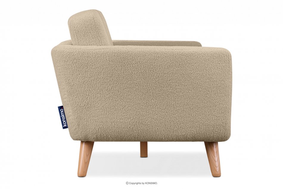 TAGIO Skandynawska sofa 3 osobowa w tkaninie baranek beżowa beżowy - zdjęcie 4