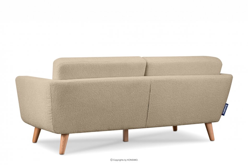 TAGIO Skandynawska sofa 3 osobowa w tkaninie baranek beżowa beżowy - zdjęcie 3