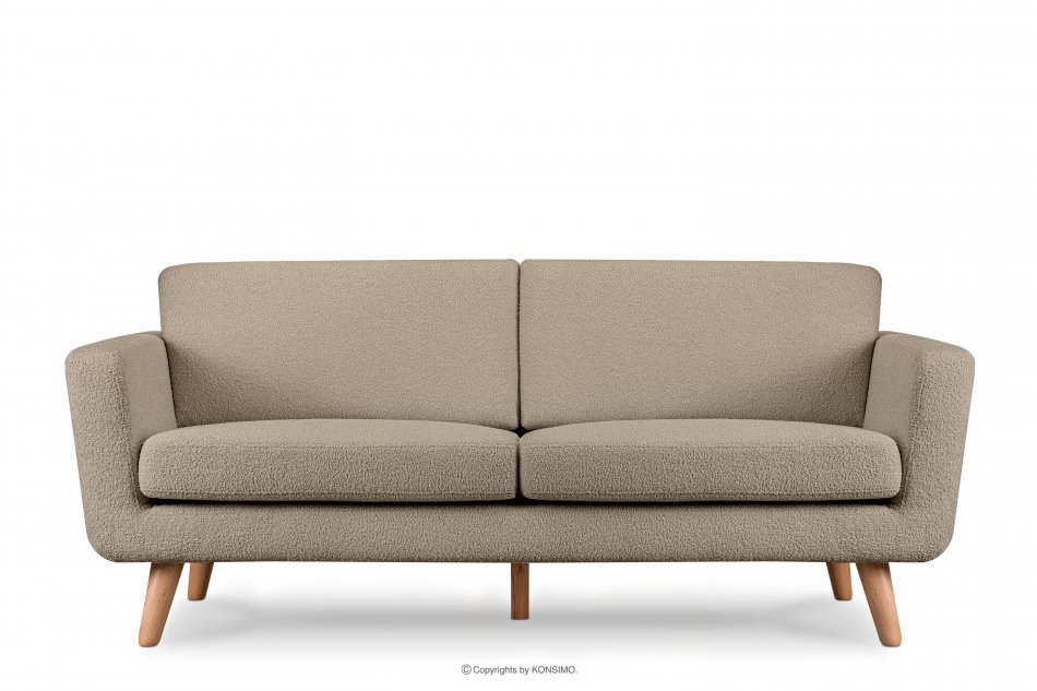 TAGIO Skandynawska sofa 3 osobowa w tkaninie baranek brązowa brązowy - zdjęcie 0