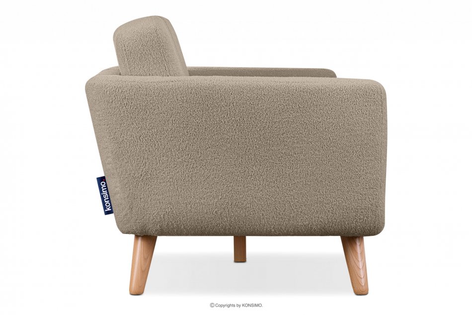 TAGIO Skandynawska sofa 3 osobowa w tkaninie baranek brązowa brązowy - zdjęcie 4